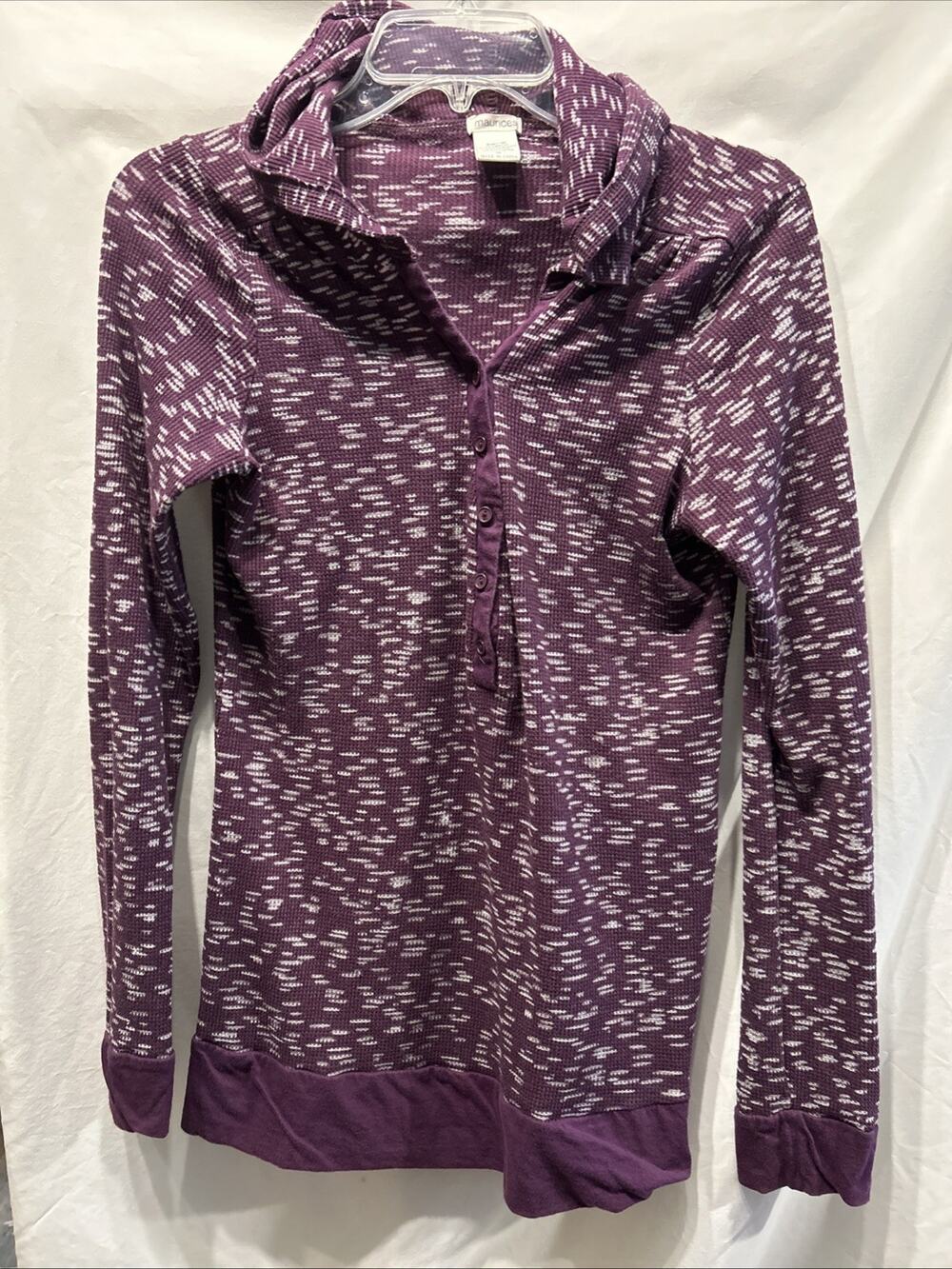 Maurices Women’s XL Henley Thermal Hoodie Sweater Purple Base Layer